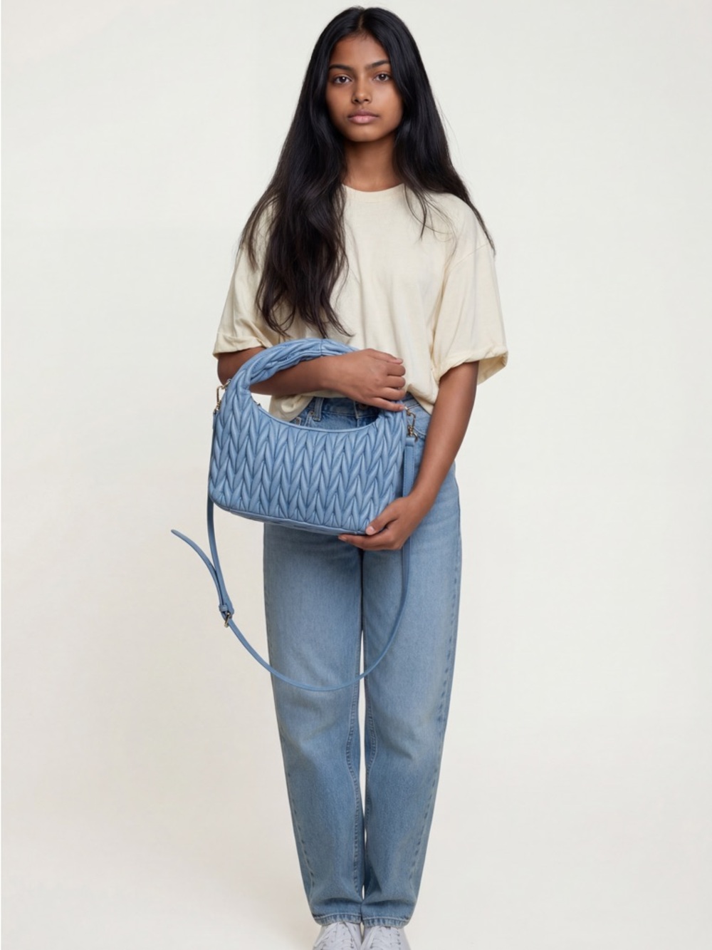 Urban Expressions Light Blue Quilted Shoulder Bag
